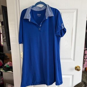 denim & co Blue Dress with Checkered Collar XL women’s 36” long